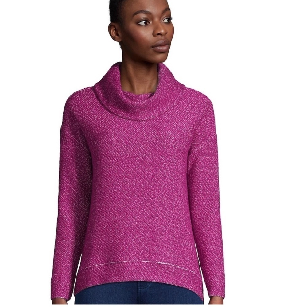 Lands' End Women's Magenta Cowl Neck French Terry Medium Sweatshirt